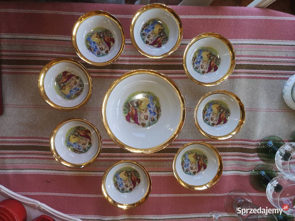 Salaterka i 8 miseczek ze scenką antyczną Gdańsk
