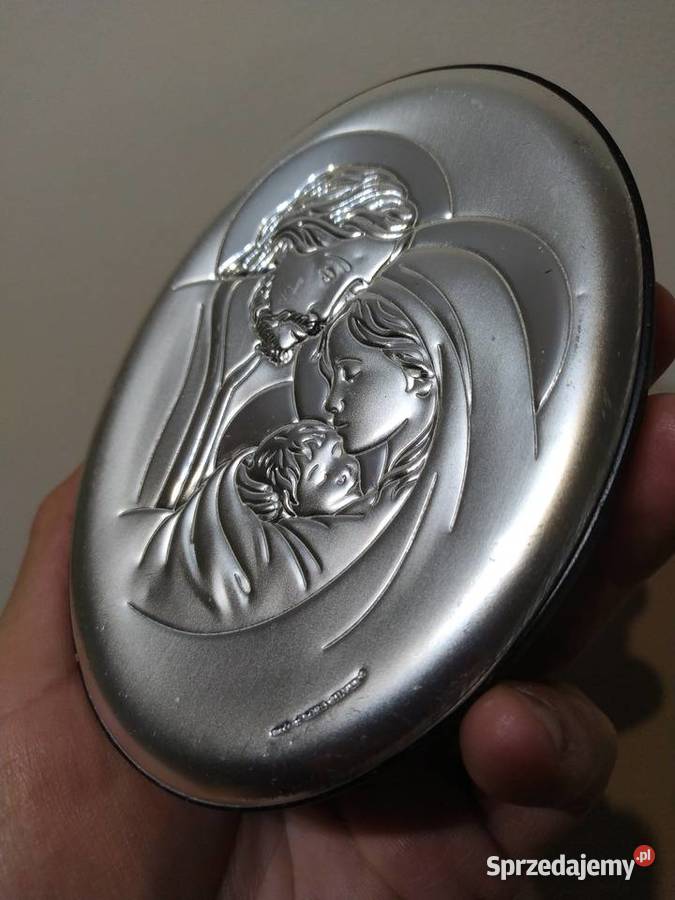 Posrebrzany obrazek Święta Rodzina Wyposażenie wnętrz