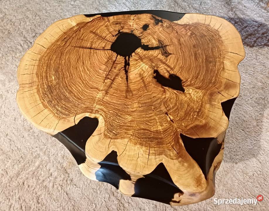 Stolik kawowy 64x56 live edge plaster drewna Śrem sprzedam