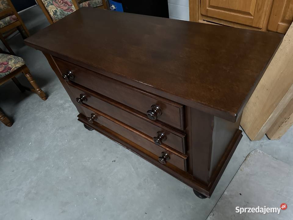 Dębowa ciemna komoda z szufladami 120 Sławoszewek