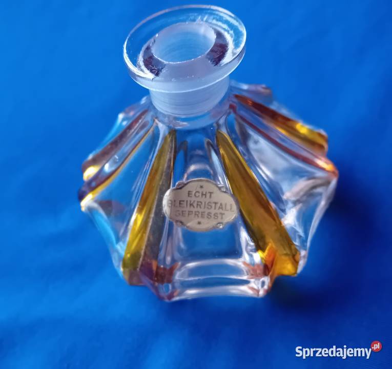 Kryształowy lazurowany flakon na perfumu art Antyki, Sztuka, Kolekcje sprzedam