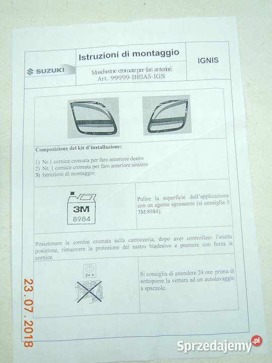 RAMKI PRZEDNICH REFLEKTORÓW CHROM SUZUKI IGNIS