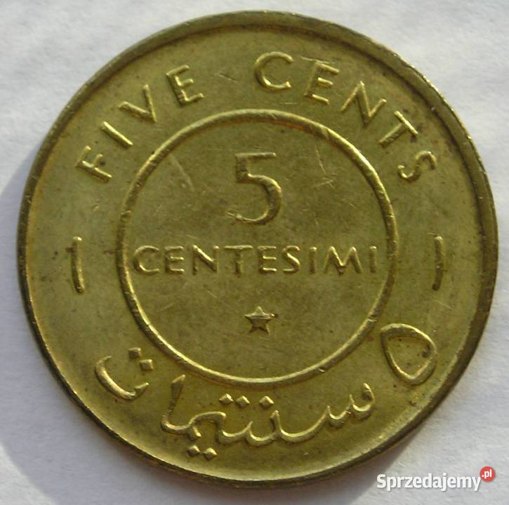 SOMALIA 5 CENTESIMI 1967 STAN 2 Łódź