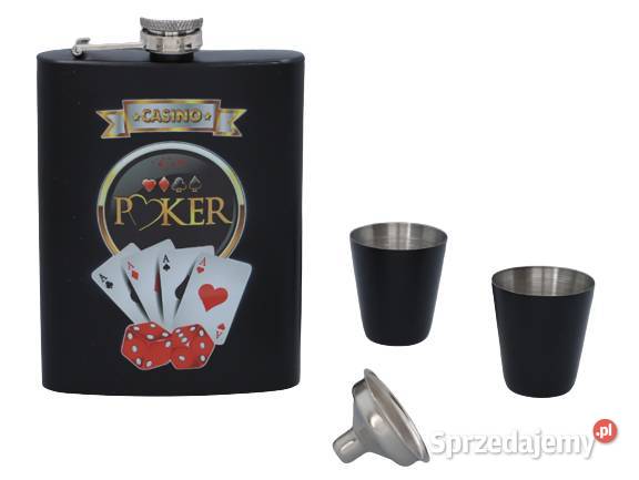 Czarna Piersiówka z Kieliszkami i Lejkiem w