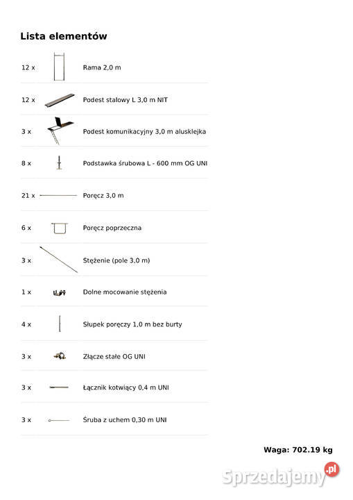 Zestaw 738 m2 Rusztowanie 9x82m Ramy stalowe 2m Stare Siołkowice