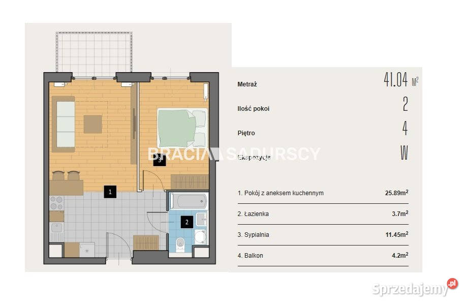 Mieszkanie 4104m2 2 pokoje Kraków sprzedam