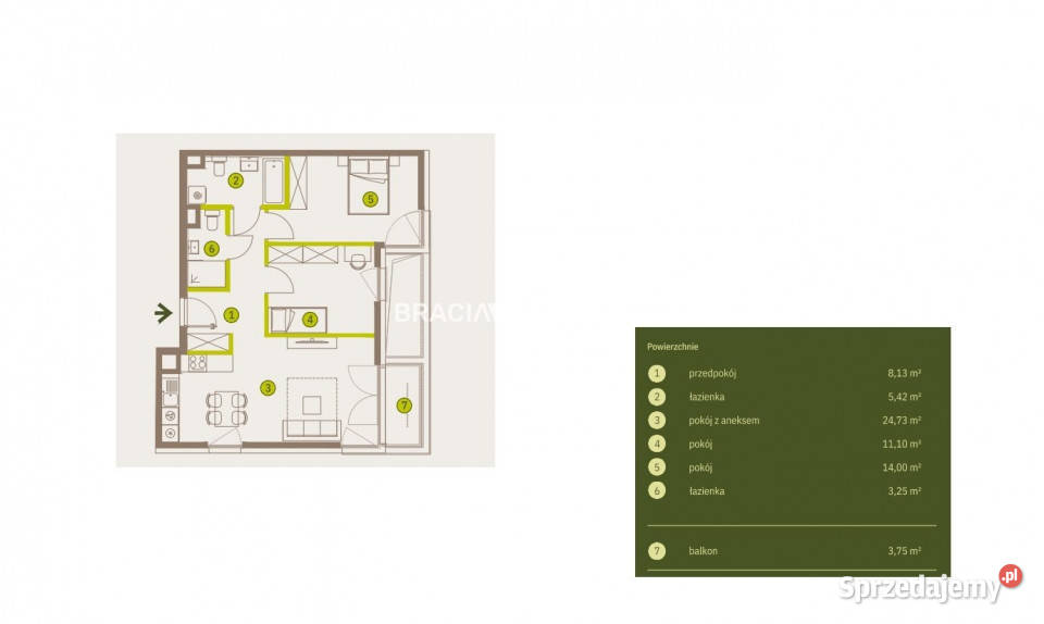 sprzedaży mieszkania 6662m2 3 pokoje Kraków