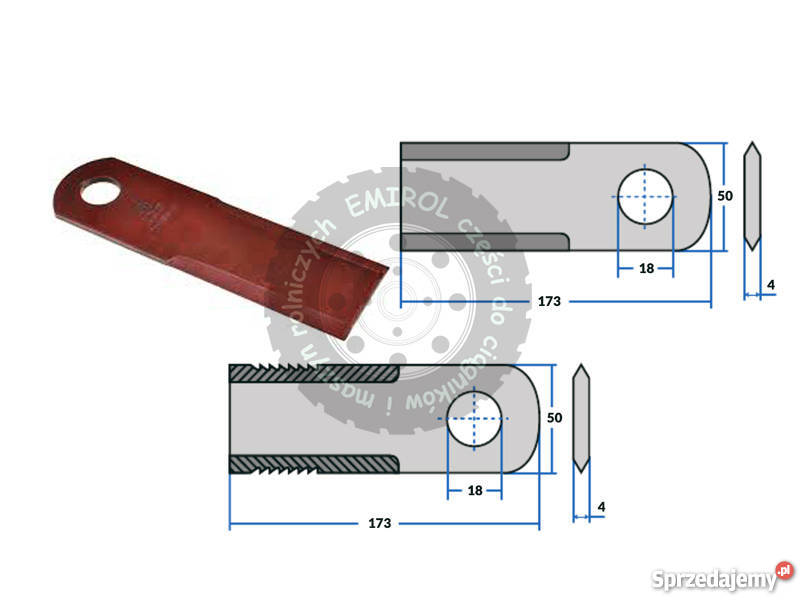 Nóż sieczkarni gładki ruchomy Claas Compact