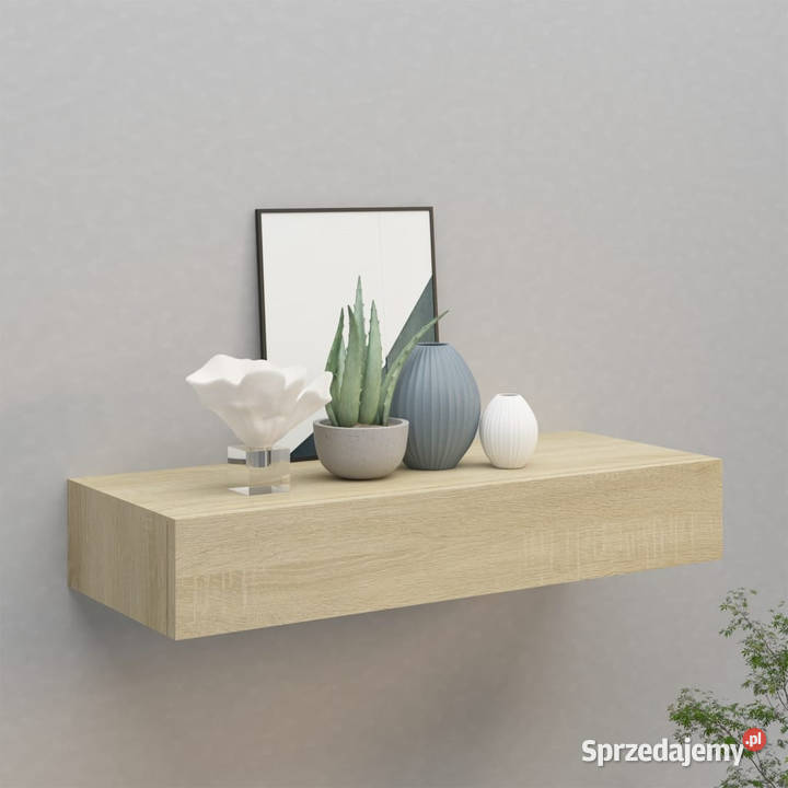 Półka ścienna z szufladą kolor dębu 60 x 235 x