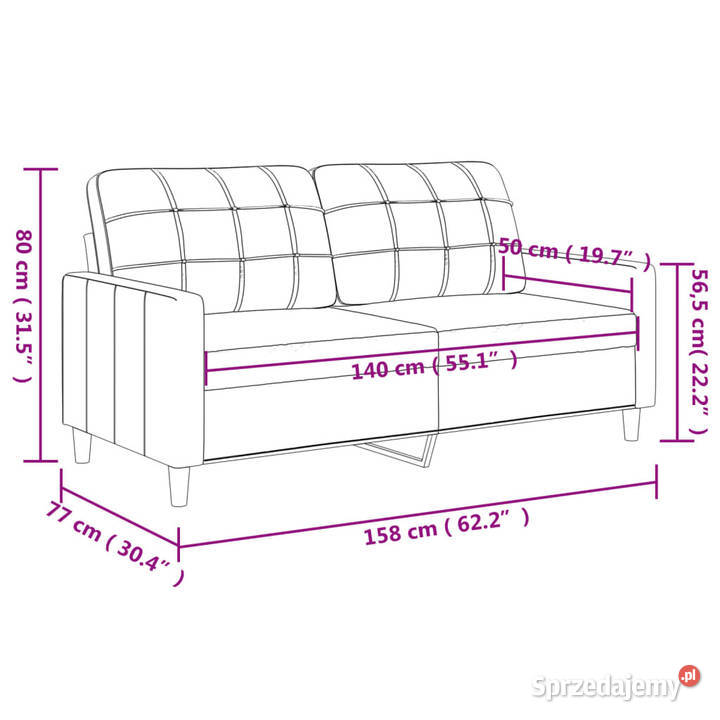 Sofa 2osobowa jasnożółta 140 tapicerowana Warszawa