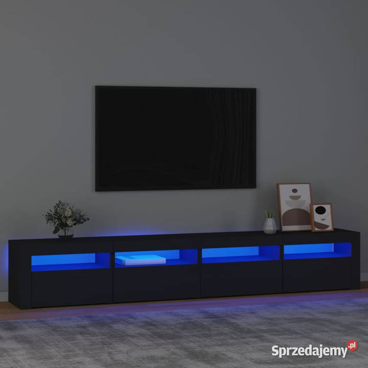 Szafka pod TV z oświetleniem LED czarna Warszawa