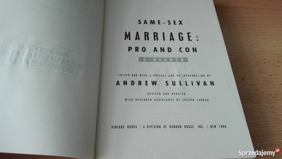 Samesex marriage pro and con a reader Sullivan sprzedam