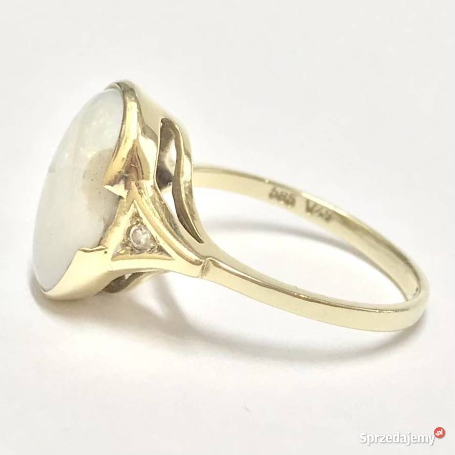 Złoty pierścionek 585 14K z opalem duży biały złoto Pierścionki mazowieckie Warszawa