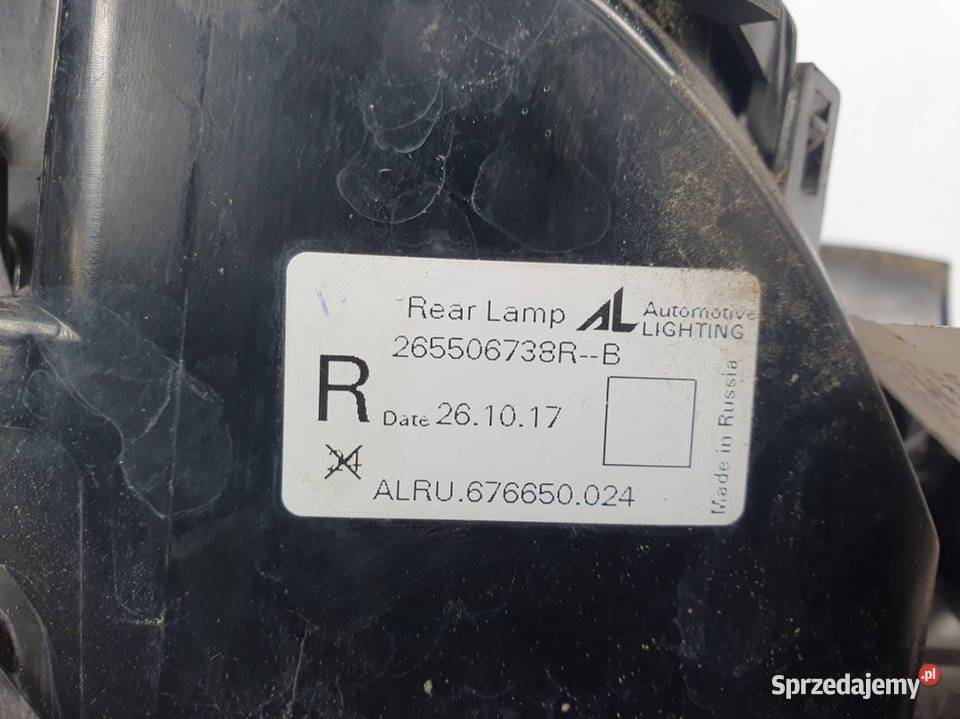 LAMPA PRAWA TYŁ RENAULT CAPTUR 265506738R osobowe Lipno