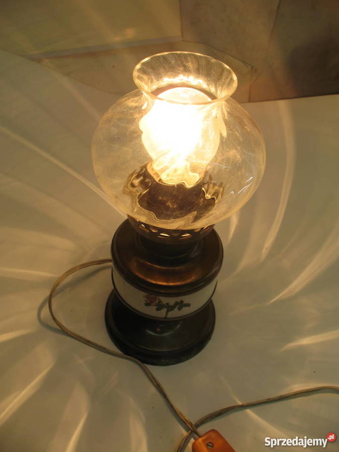 stylowa stara lampa stołowa nocna elektryczna