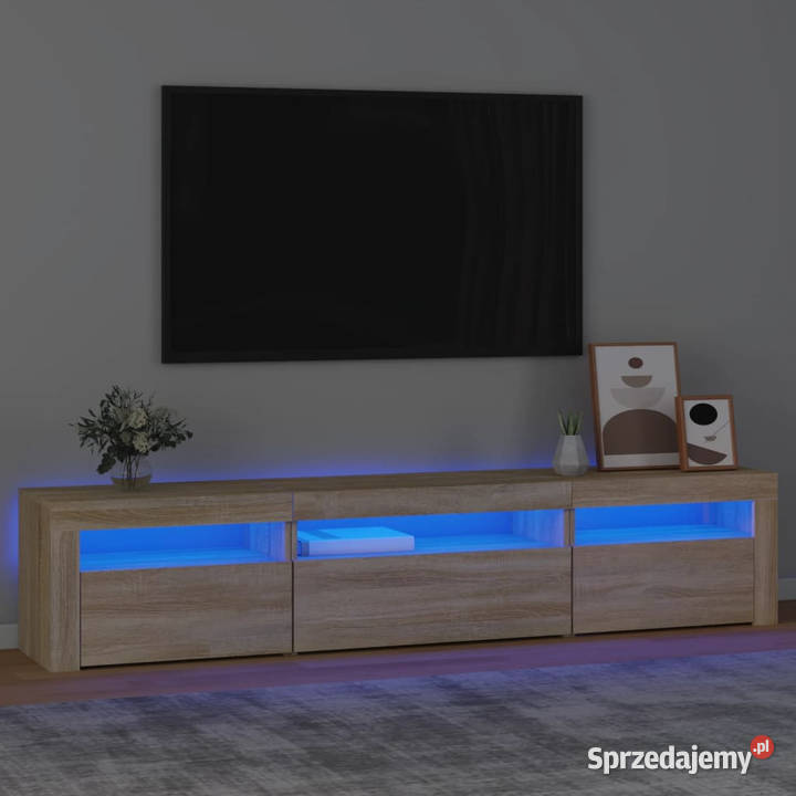 Szafka pod TV z oświetleniem LED dąb sonoma RTV Warszawa
