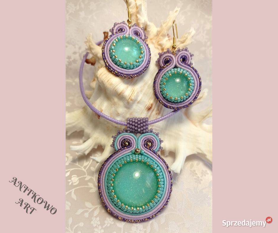 KOMPLET Z ŻYWICĄ zielonkawofioletowy SUTASZ Poznań