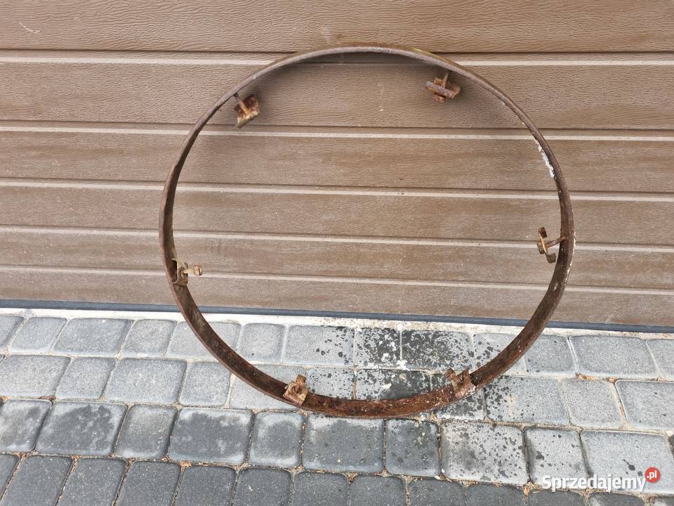 Stara duża obręcz koło na obraz z mchu zegar Lublin