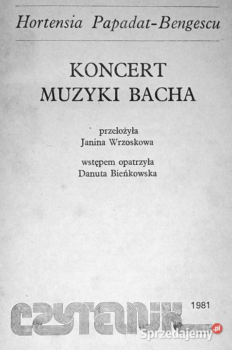 Koncert muzyki Bacha Hortensia PapadatBengescu Rok wydania 1981