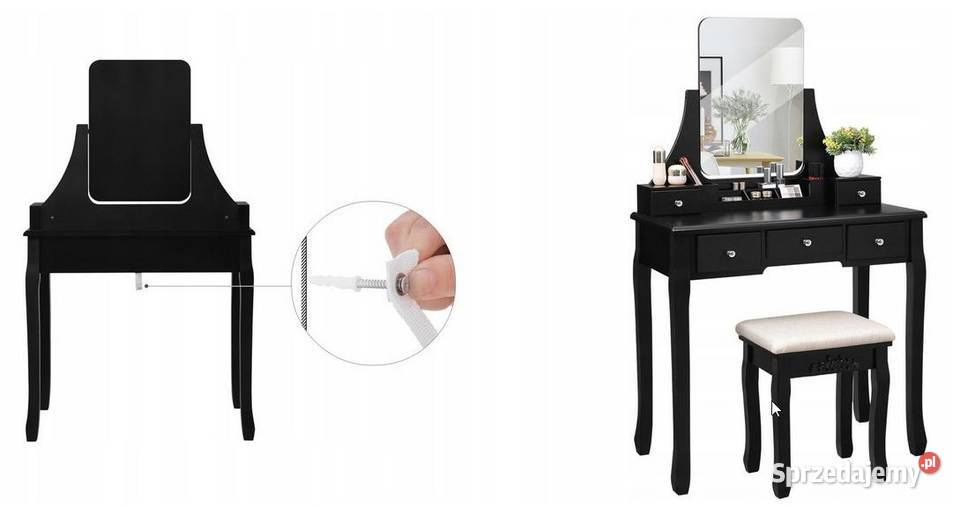 Stylowa Toaletka biurko z Hokerem i bez ramkowym