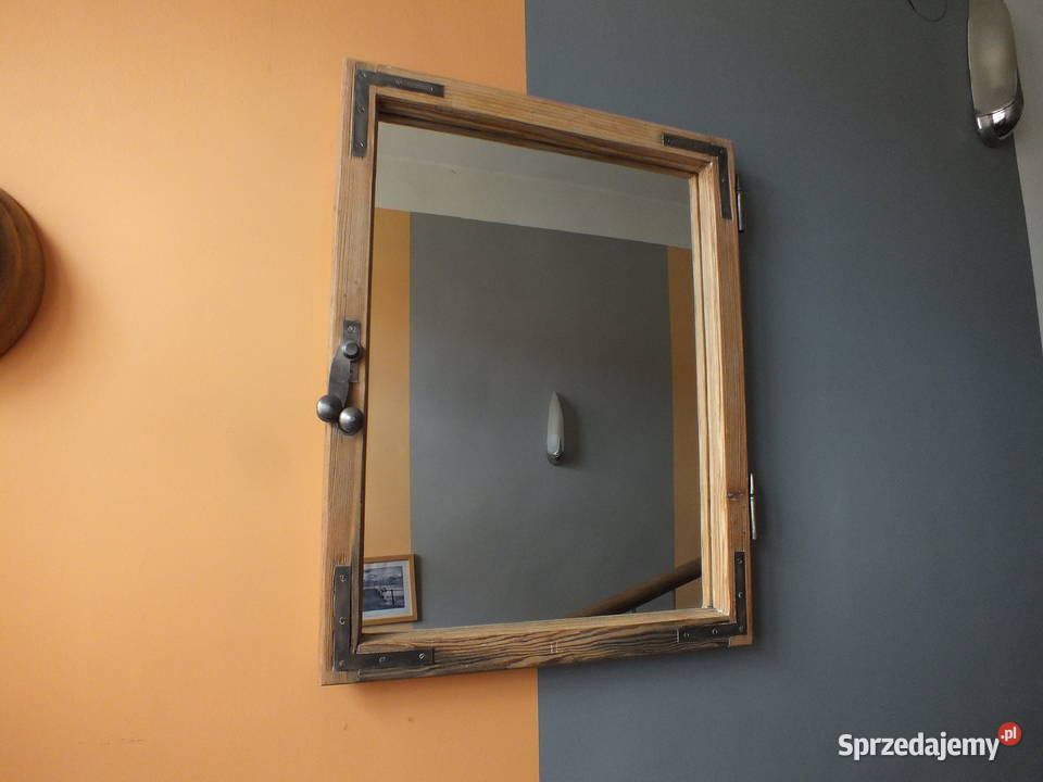 Stare okno drewniane lustro w ramieokoło 1930 Bielawa