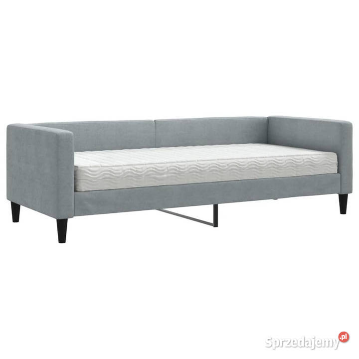 Sofa z materacem do spania jasnoszara tkanina Łóżka Warszawa