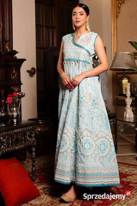 Orientalna suknia M 38 turkusowa niebieska Spódnice i sukienki Szczecin