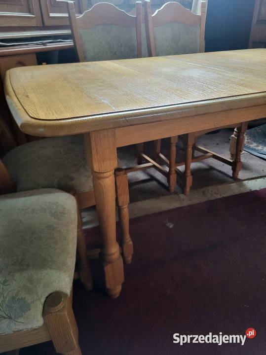 Duży rodzinny stół dębowy z krzesłami z Niemiec 76cm kujawsko-pomorskie Sypniewo