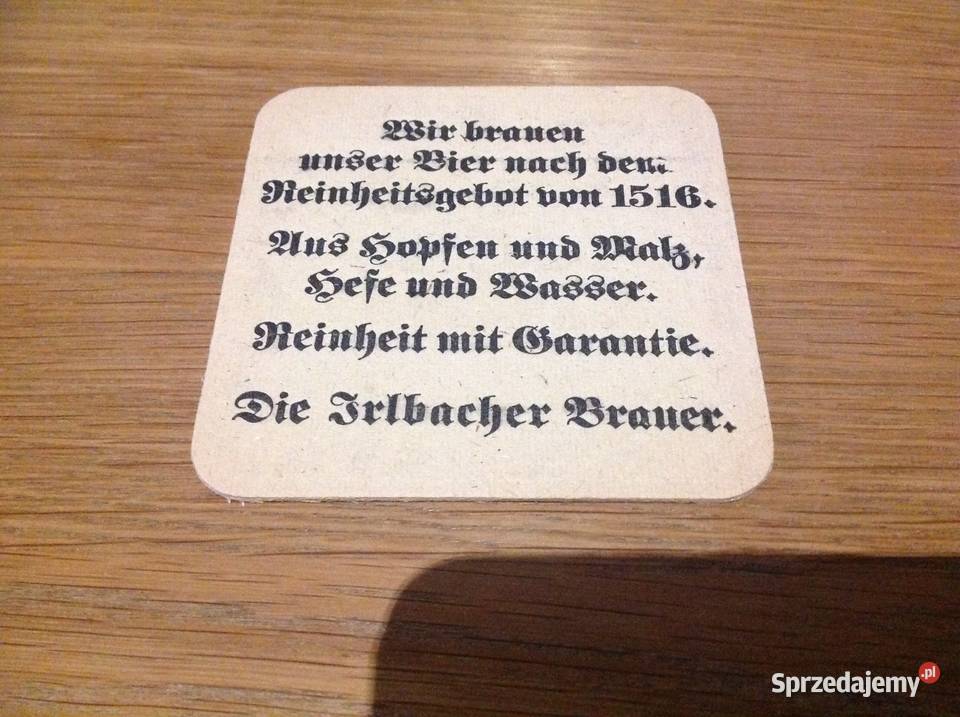 Stara Podkładka pod Piwo IRLBACHER PILS Nowa Sól