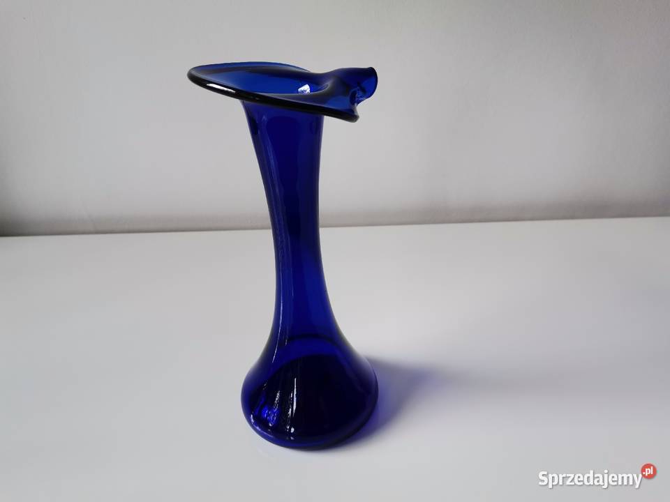 Stary niebieski wazon Kalia szkło kobaltowe Porcelana i szkło śląskie Katowice sprzedam