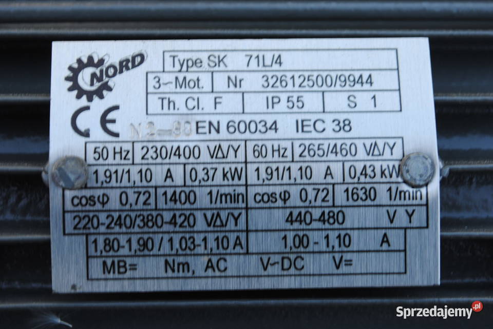Motoreduktor kątowy 037kw98obrmin