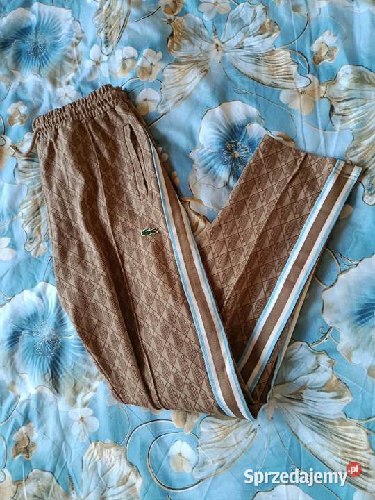 Spodnie dresowe Lacoste Monogram rozmiar XXL brązowy/beżowy Odzież codzienna podlaskie Białystok