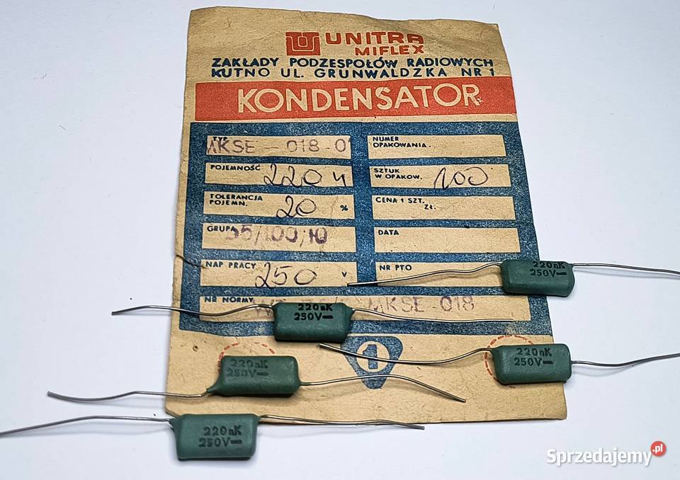 Kondensator 220nF 250V MKSE01801 Unitra MIFLEX Gdańsk