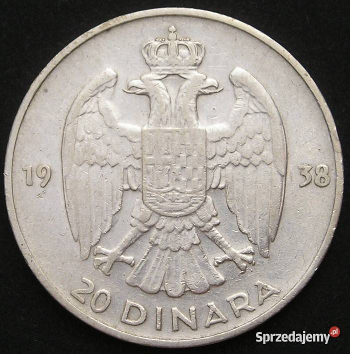 JUGOSŁAWIA 10 DINAR 1938 PIOTR II SREBRO łódzkie Łódź