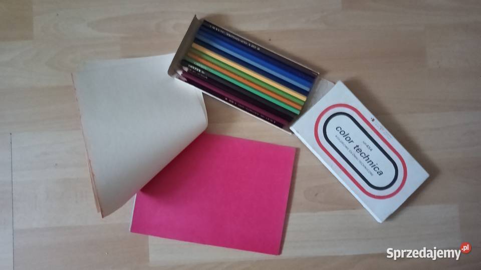 Zeszyt papierów kolorowych ołówki techniczne PRL Bytom