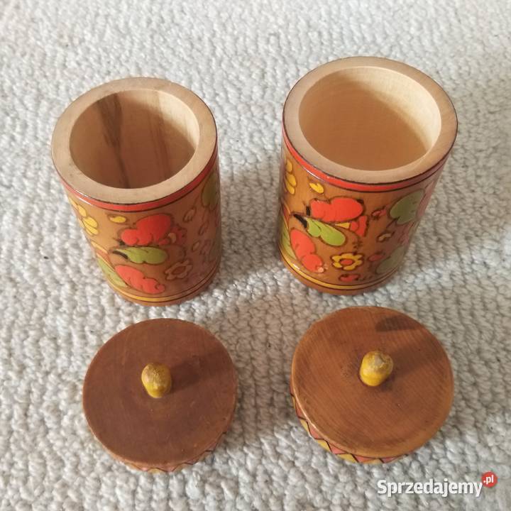 2 ozdobne pudełka na przyprawy zestaw mazowieckie