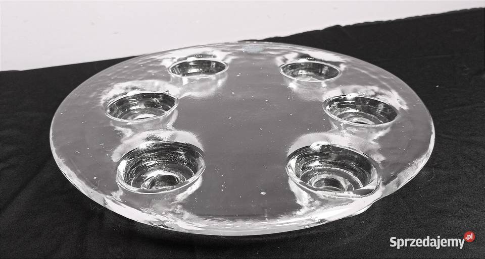 Finlandia szkło artystyczne MERI LASI świecznik przezroczysty Dom i Ogród sprzedam