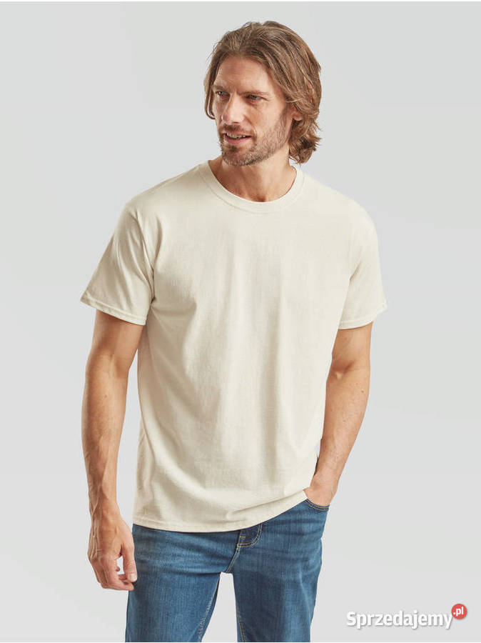 Bawełniana koszulka męska t shirt jasny beż Odzież codzienna