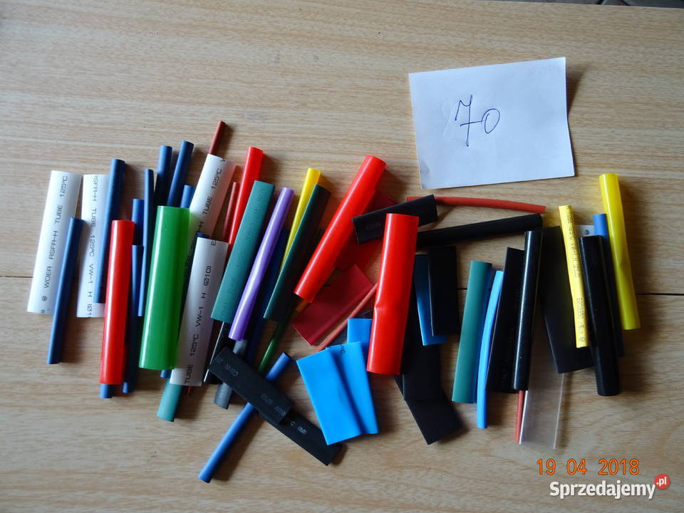 Rurki termokurczliwe 70 sztuk kolorowe Łódź