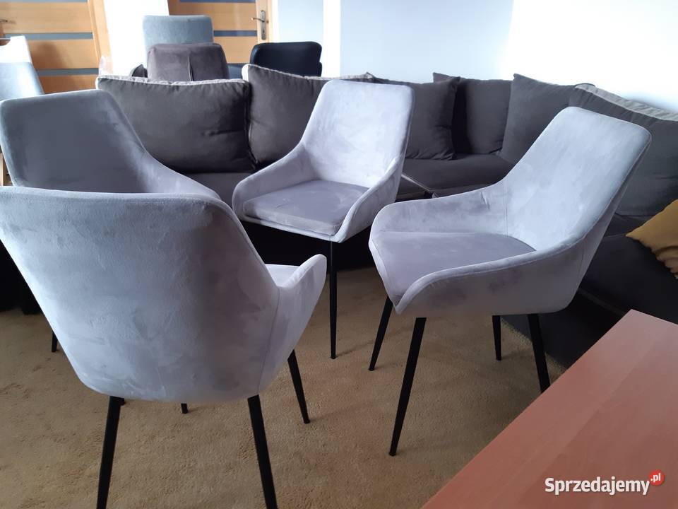 Krzesła welurowe szare glamour loft NOWE 39cm Ostrowiec Świętokrzyski