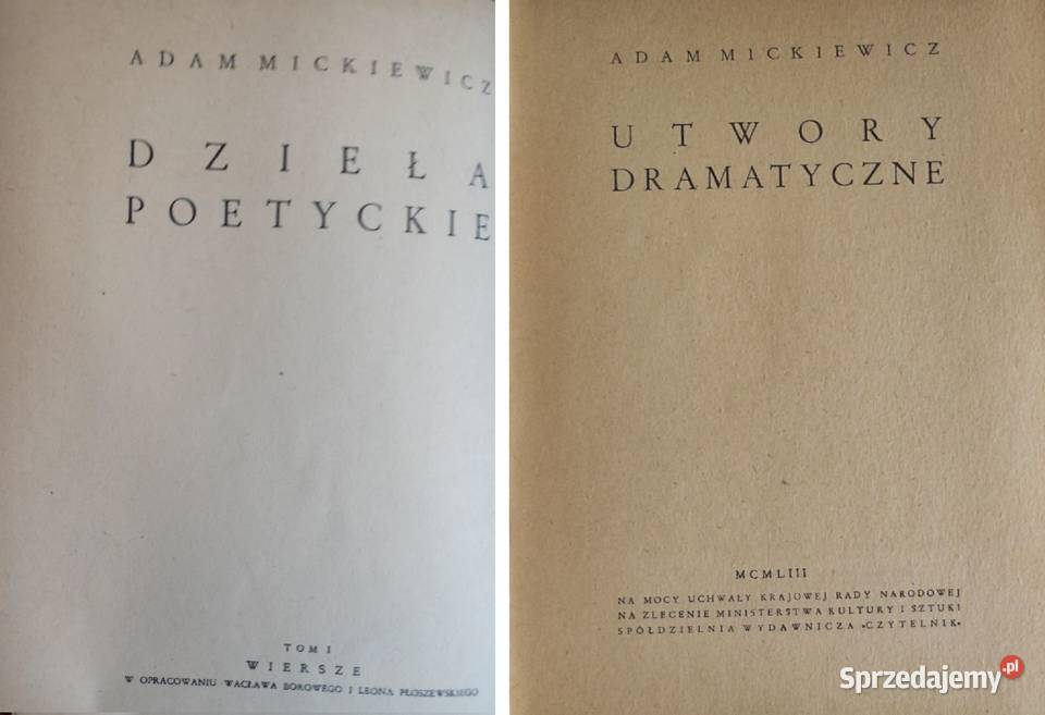 Dzieła poetyckie Utwory dramatyczne Adam Kielce sprzedam