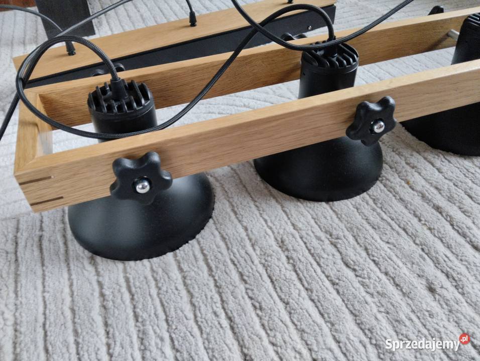 Lampa sufitowa wisząca 3 żarówki drewno dąb Lublin