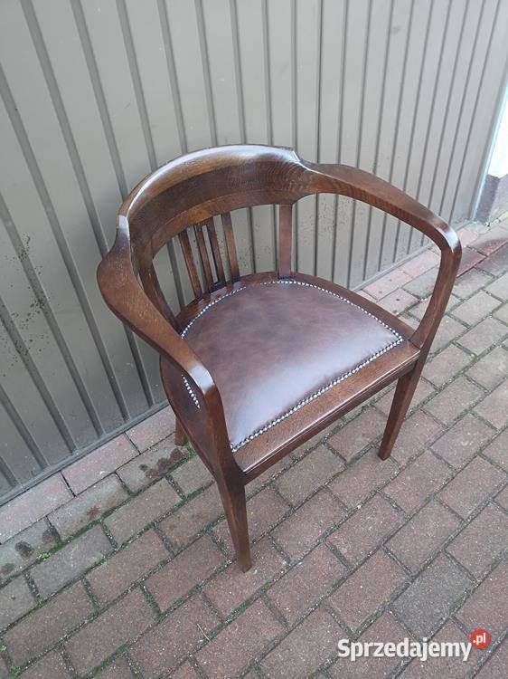 Stary Fotel Krzesło Dębowy Gabinetowy Secesja Swarzędz