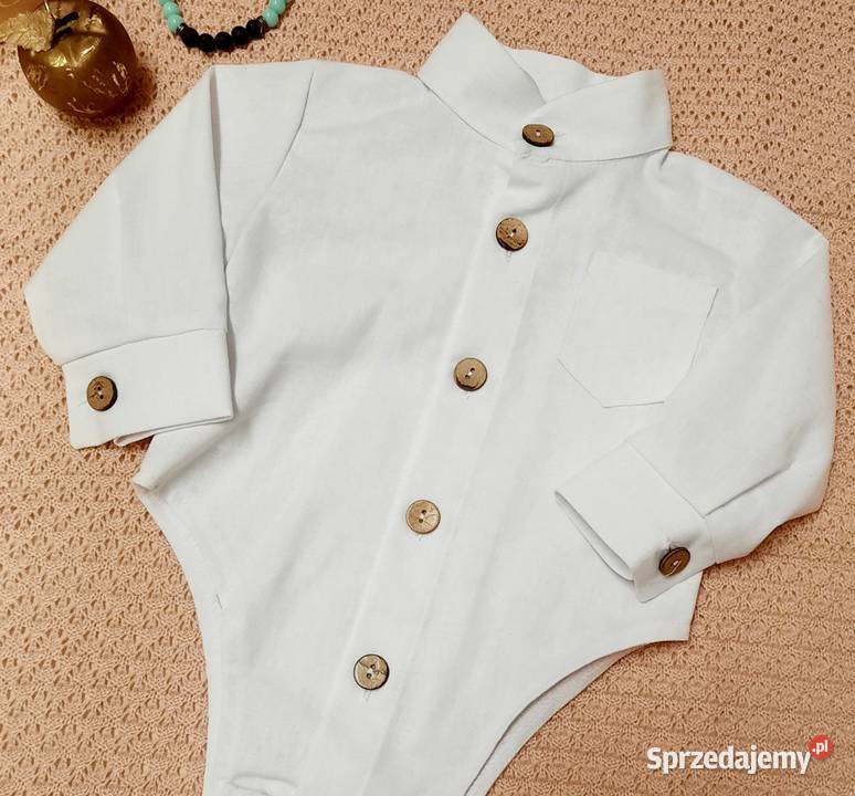 Komplet beżowy do chrztu chłopca z krótkimi Lublin