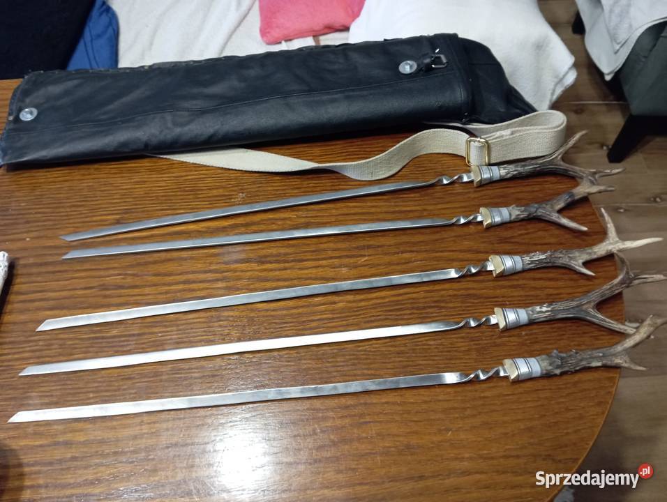 Noże myśliwskie rękojeść z porozy Antyki, Sztuka, Kolekcje Rzędowice