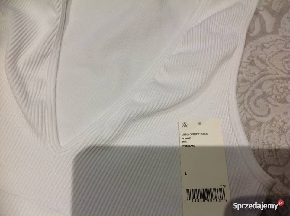 Crop Top Biały Damski BDG ML Prążek Nowy Topy i koszulki Nowa Sól sprzedam
