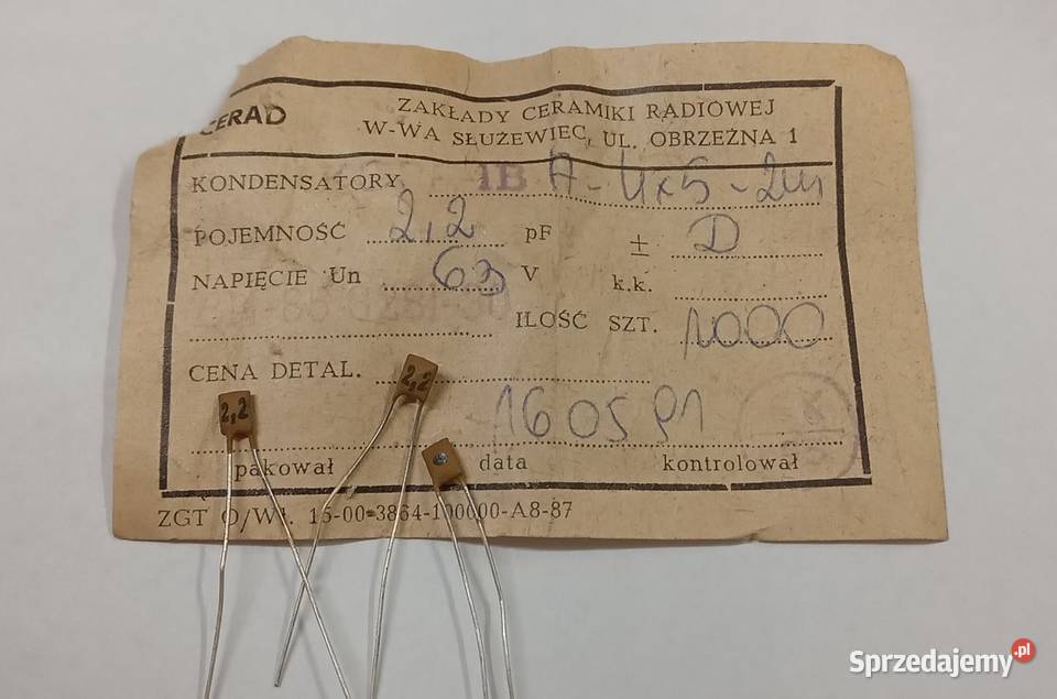 Kondensator 22pF 63V KCPe CERAD Gdańsk sprzedam