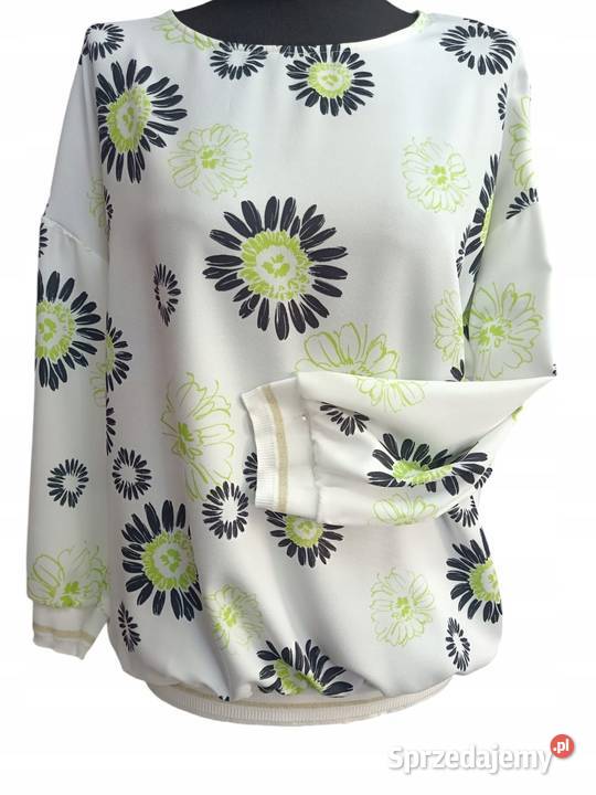 Bluzka wzory NOVUM 40 biust 106 limonkowe kwiaty zielony Odzież damska Pątnów sprzedam