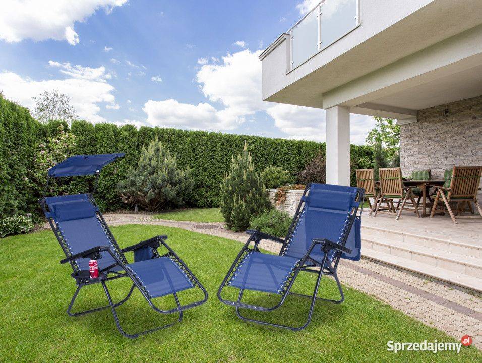  DARK BLUE leżak ogrodowy z daszkiem składany Bielsk Podlaski