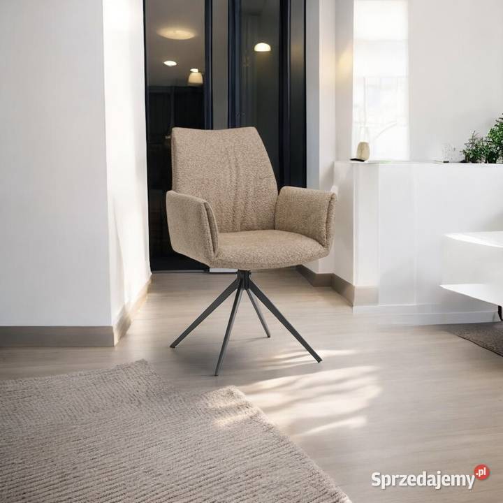 Ciemnobeżowe Krzesło Tapicerowane Prato Boucle wielkopolskie Tarchały Małe sprzedam